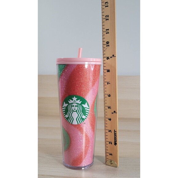 Starbucks Holiday 2020 Glitter Peppermint Swirl 24 oz. Cold Cup Tumbler New - Picture 6 of 6